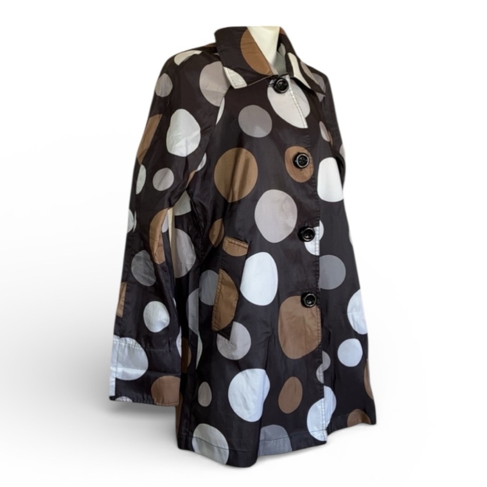 MYCRA PAC Polka Dot Rain Jacket, Black, Grey & Tan. Matching pouch/strap 6/8